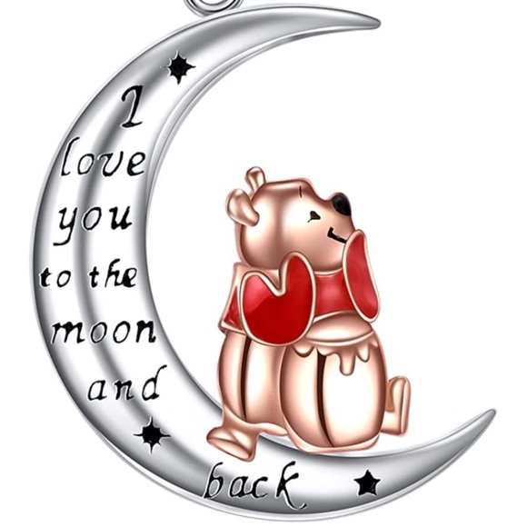 Winnie the Pooh Hunny Pot Hearts I Love You to the Moon and Back Necklace - Picture 1 of 6